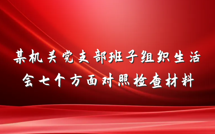 某机关党支部班子组织生活会七个方面对照检查材料