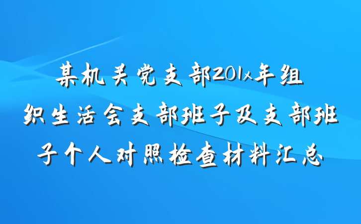 某机关党支部201x年组织生活会支部班子及支部班子个人对照检查材料汇总