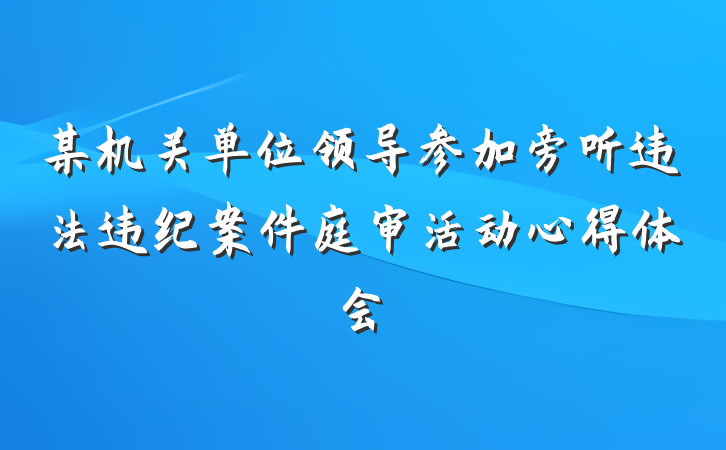 某机关单位领导参加旁听违法违纪案件庭审活动心得体会