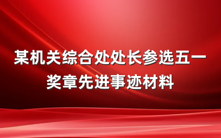 某机关综合处处长参选五一奖章先进事迹材料