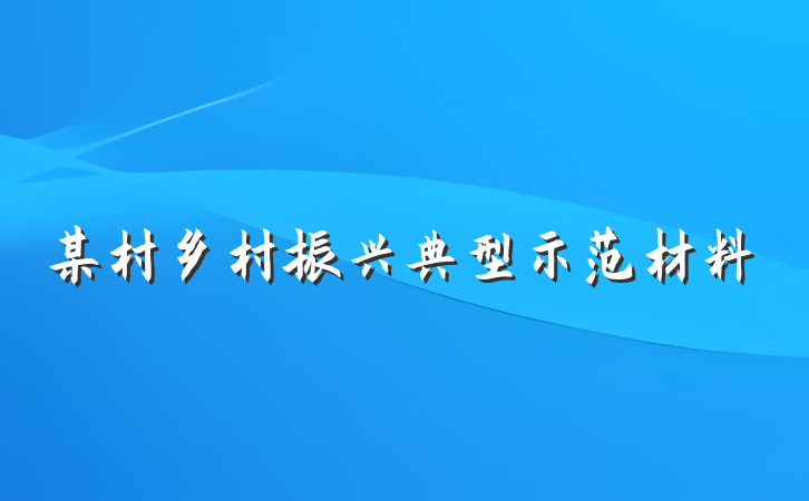 某村乡村振兴典型示范材料