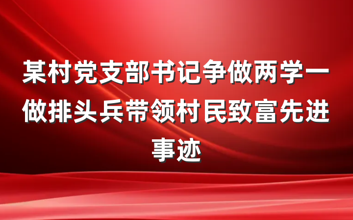 某村党支部书记争做两学一做排头兵带领村民致富先进事迹