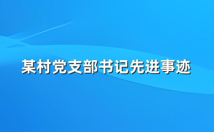 某村党支部书记先进事迹