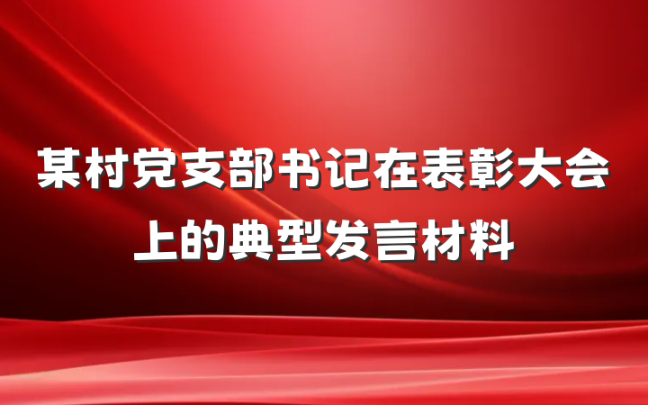 某村党支部书记在表彰大会上的典型发言材料