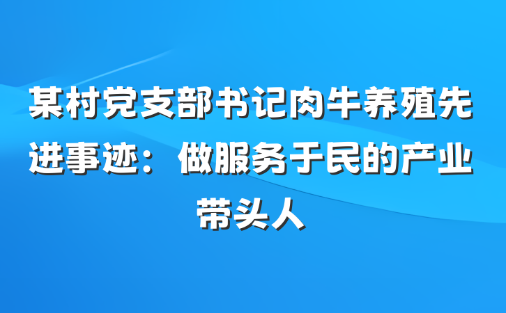 某村党支部书记肉牛养殖先进事迹：做服务于民的产业带头人