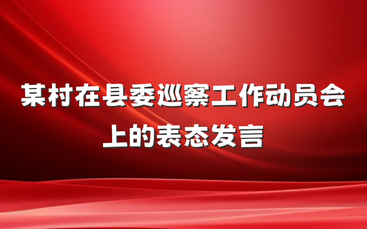 某村在县委巡察工作动员会上的表态发言