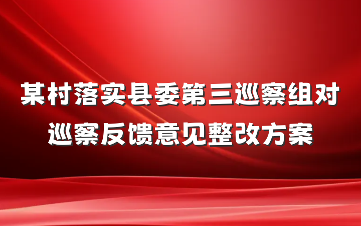 某村落实县委第三巡察组对巡察反馈意见整改方案