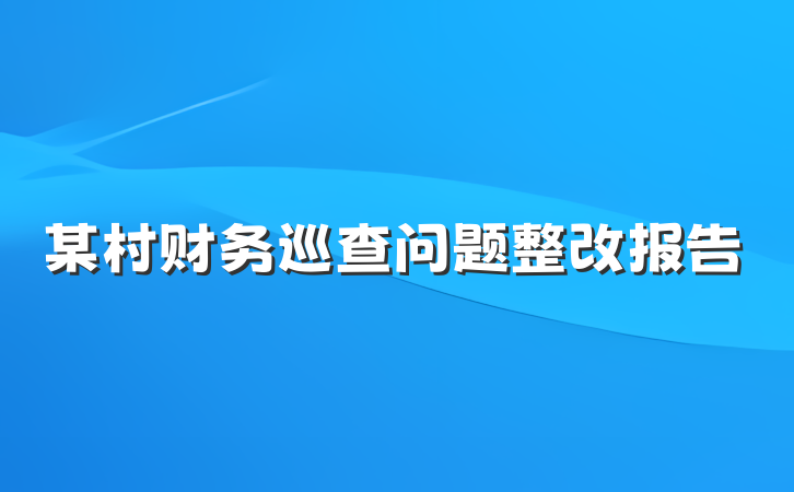 某村财务巡查问题整改报告