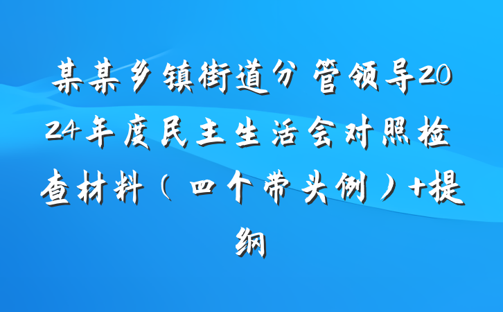 某某乡镇街道分管领导2024年度民主生活会对照检查材料（四个带头例） 提纲