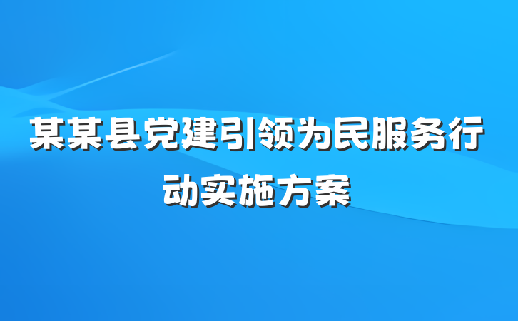 某某县党建引领为民服务行动实施方案