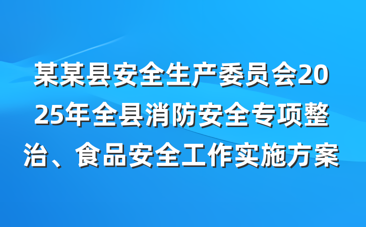 某某县安全生产委员会2025年全县消防安全专项整治、食品安全工作实施方案