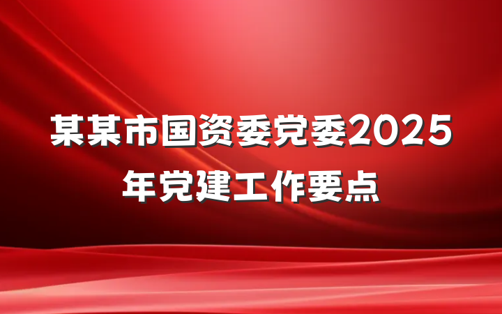 某某市国资委党委2025年党建工作要点