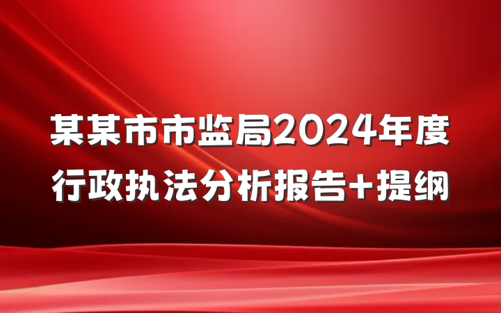 某某市市监局2024年度行政执法分析报告 提纲