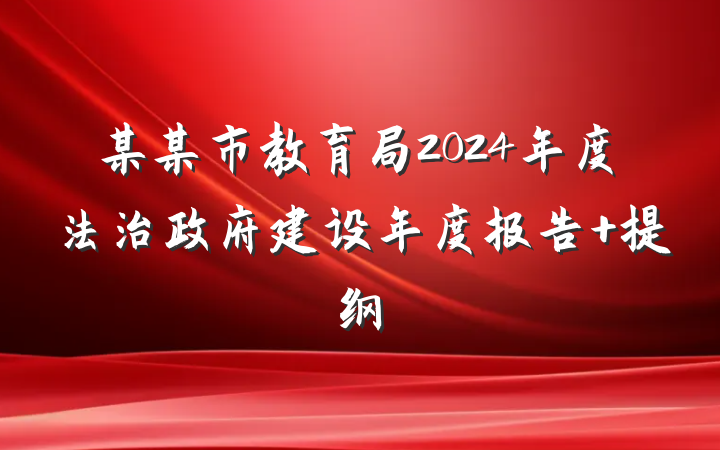 某某市教育局2024年度法治政府建设年度报告 提纲