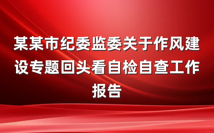 某某市纪委监委关于作风建设专题回头看自检自查工作报告