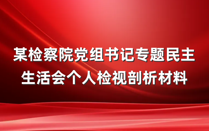 某检察院党组书记专题民主生活会个人检视剖析材料