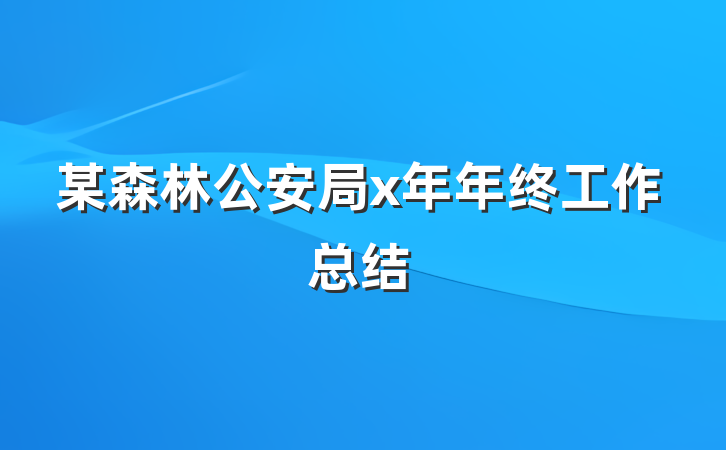 某森林公安局x年年终工作总结