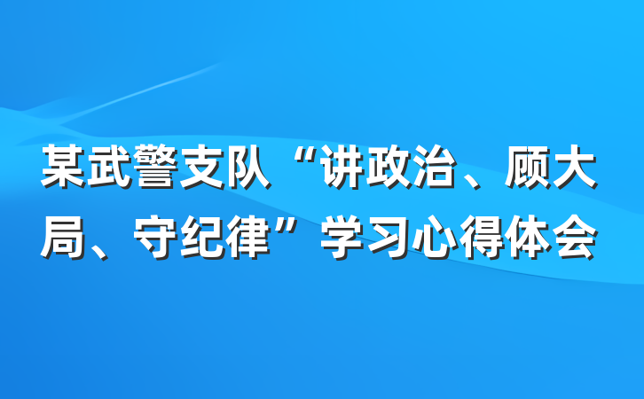 某武警支队“讲政治、顾大局、守纪律”学习心得体会
