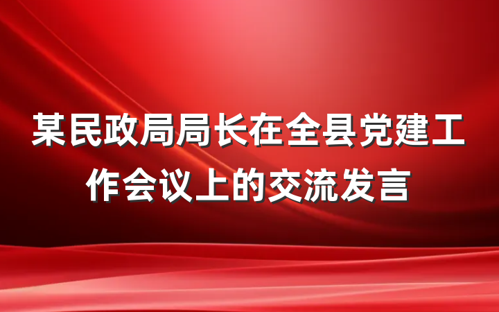 某民政局局长在全县党建工作会议上的交流发言