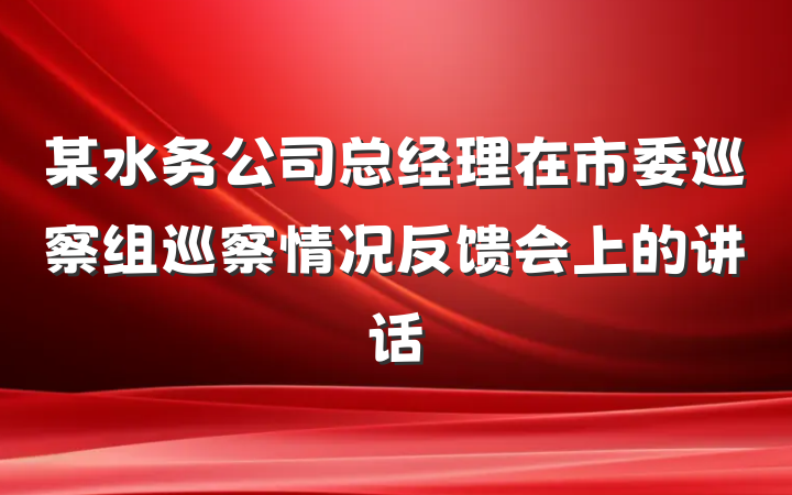 某水务公司总经理在市委巡察组巡察情况反馈会上的讲话