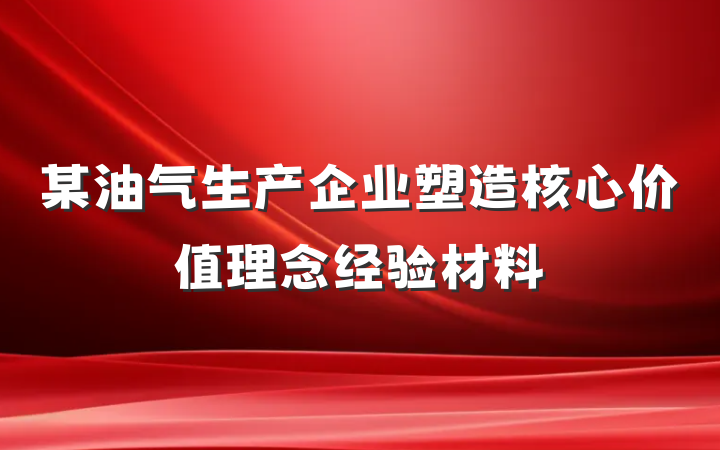 某油气生产企业塑造核心价值理念经验材料
