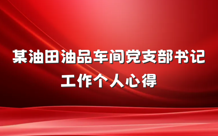 某油田油品车间党支部书记工作个人心得