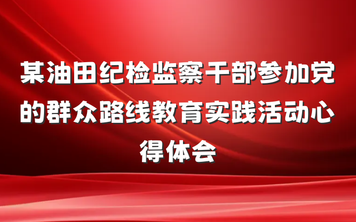 某油田纪检监察干部参加党的群众路线教育实践活动心得体会