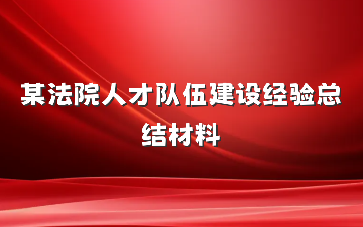 某法院人才队伍建设经验总结材料