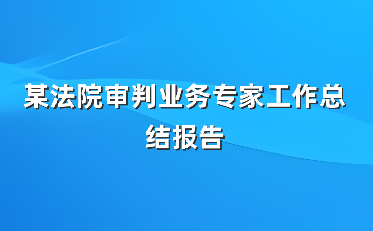 某法院审判业务专家工作总结报告