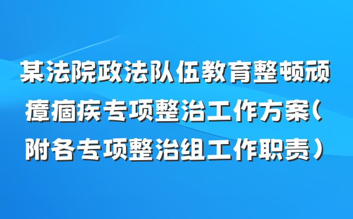 某法院政法队伍教育整顿顽瘴痼疾专项整治工作方案（附各专项整治组工作职责）