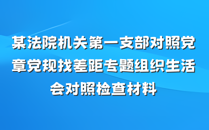 某法院机关第一支部对照党章党规找差距专题组织生活会对照检查材料
