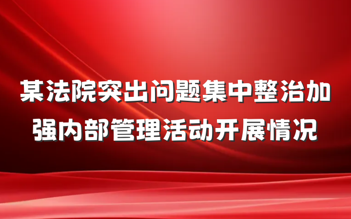 某法院突出问题集中整治加强内部管理活动开展情况