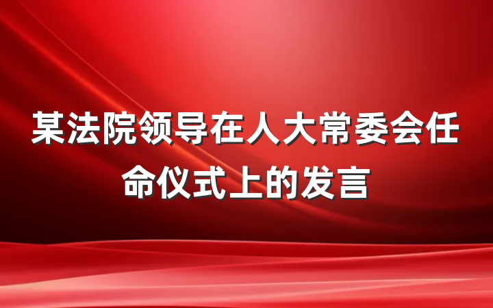 某法院领导在人大常委会任命仪式上的发言
