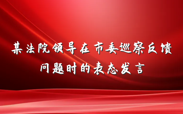某法院领导在市委巡察反馈问题时的表态发言