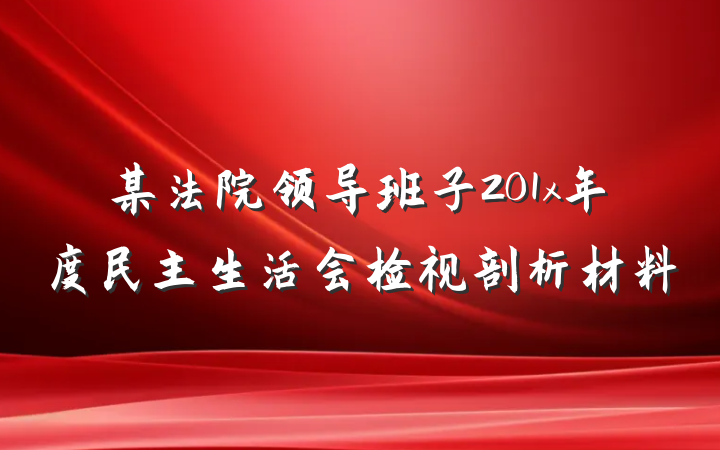 某法院领导班子201x年度民主生活会检视剖析材料