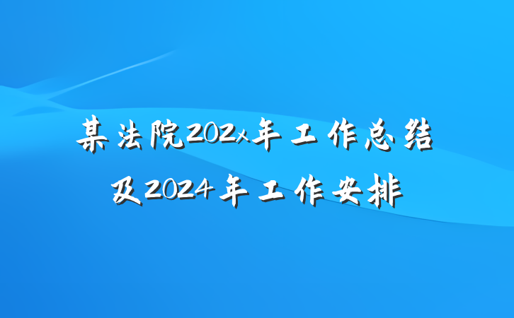 某法院202x年工作总结及2024年工作安排
