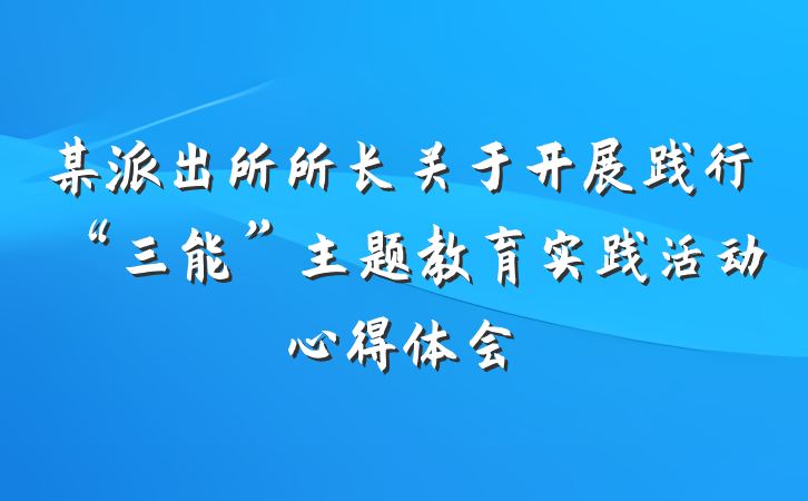 某派出所所长关于开展践行“三能”主题教育实践活动心得体会