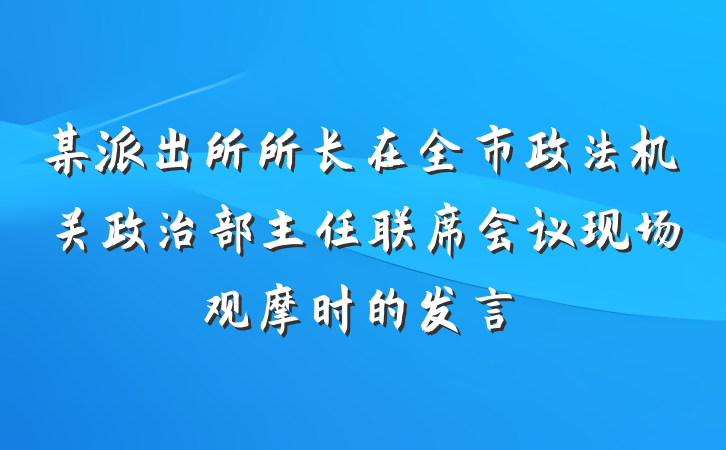 某派出所所长在全市政法机关政治部主任联席会议现场观摩时的发言