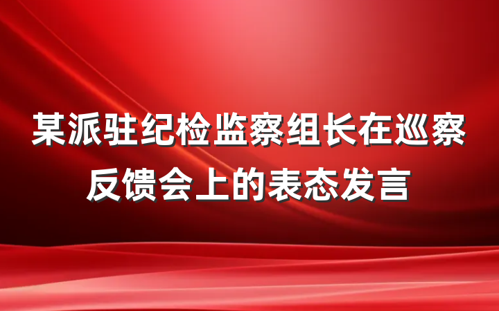 某派驻纪检监察组长在巡察反馈会上的表态发言