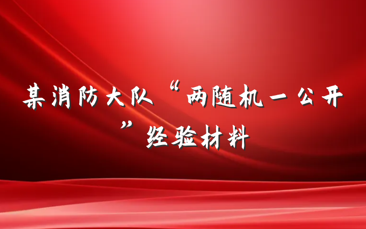 某消防大队“两随机一公开”经验材料
