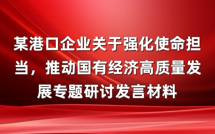 某港口企业关于强化使命担当，推动国有经济高质量发展专题研讨发言材料