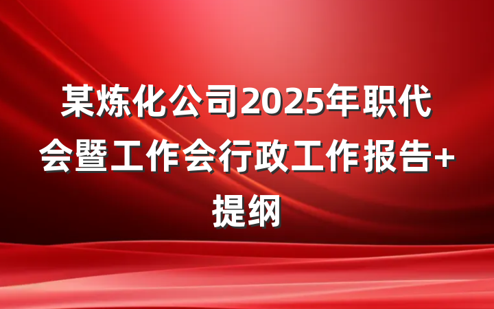 某炼化公司2025年职代会暨工作会行政工作报告 提纲
