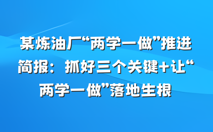 某炼油厂“两学一做”推进简报：抓好三个关键 让“两学一做”落地生根
