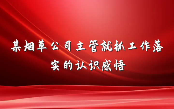 某烟草公司主管就抓工作落实的认识感悟