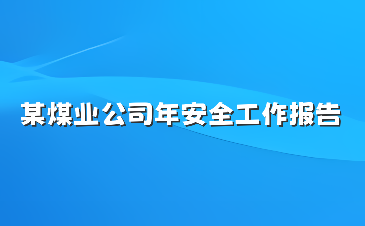 某煤业公司年安全工作报告