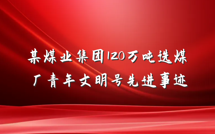 某煤业集团120万吨选煤厂青年文明号先进事迹