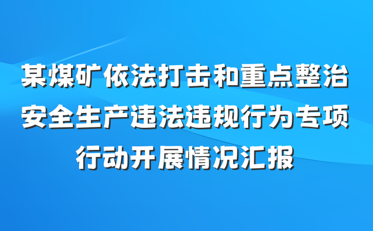 某煤矿依法打击和重点整治安全生产违法违规行为专项行动开展情况汇报