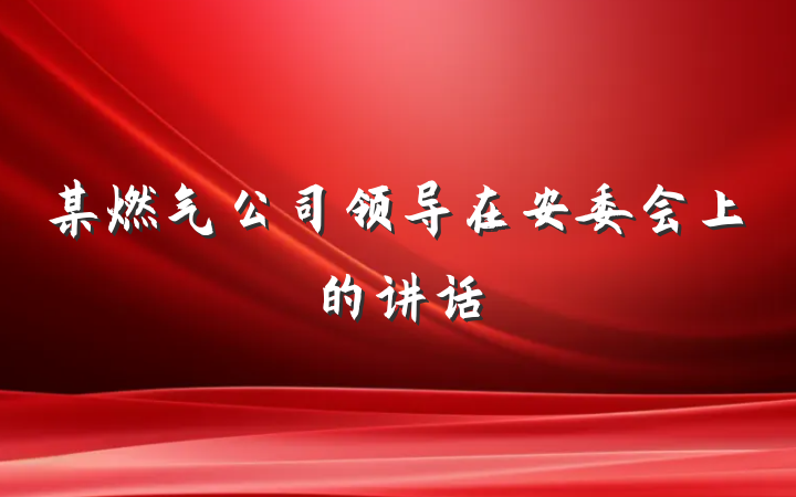 某燃气公司领导在安委会上的讲话