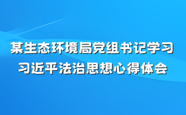 某生态环境局党组书记学习习近平法治思想心得体会