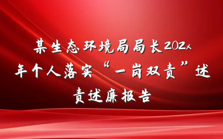 某生态环境局局长202x年个人落实“一岗双责”述责述廉报告